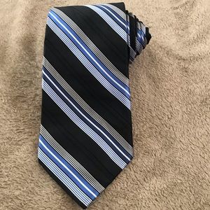 Michael Kors Striped Silk Necktie Blue